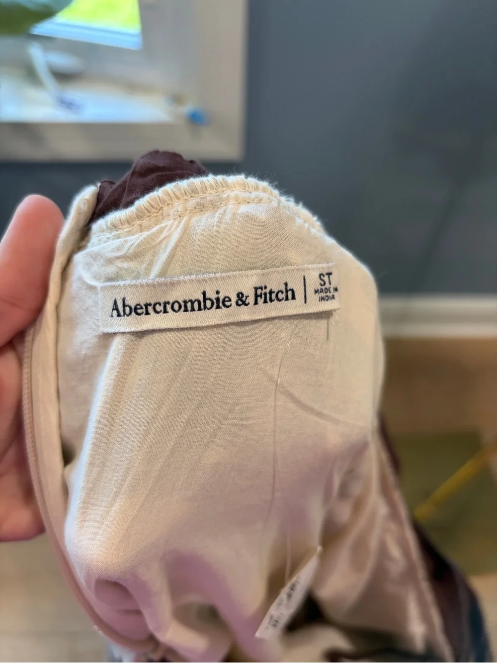 Abercrombie & Fitch Brown Cream Linen Blend Abstract Floral Maxi
